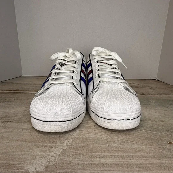 Adidas Red White Blue Superstar Sneakers Shoes Shell Toe Size 10.5 FY3116  EUC